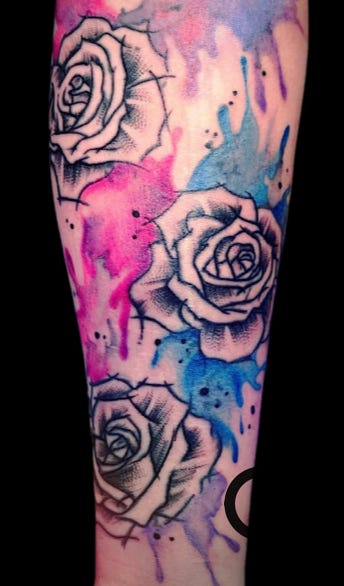 Blumen Tattoo Bunt